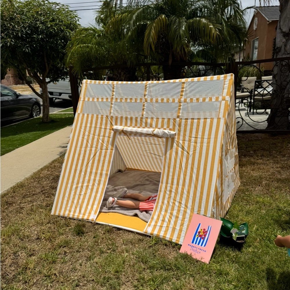 Yellow Striped Kids Play Tent - Picture 6 of 9